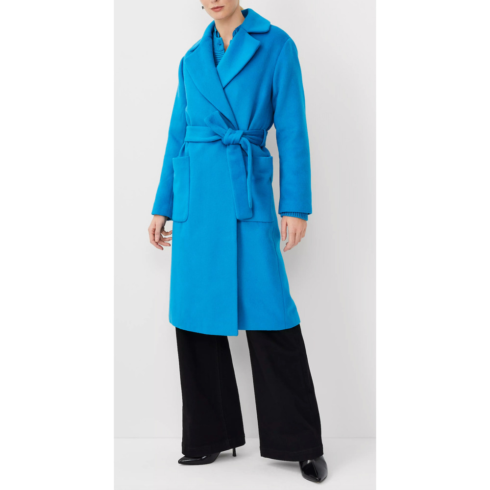 NWT ANN TAYLOR AZURITE BLUE WOOL BLEND BLANKET COAT SZ SP SMALL PETITE